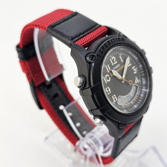 Timex Expedition Analog Digital Men's Watch 40MM NEW Red Nylon Bands NEW Battery - Picture 3 of 16